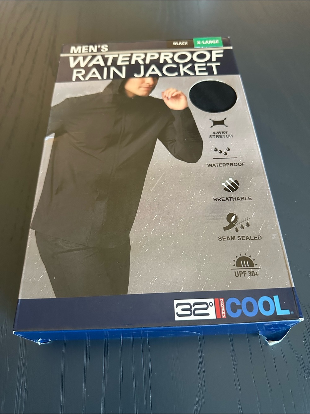 NWT 32 Degrees Men's Black Waterproof Rain Jacket XL